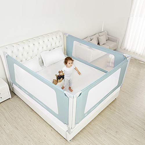 Rieles de cama para evitar caídas de bebés con barrera verde de 3 lados 3