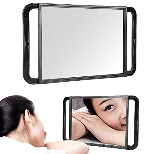 Mirror de Peluquería, Espejo a Mano con de 40.5x24 Cm Mirrores de Mano Transparentes con Mirador de Salón de Doble Manejo para el Hogar y Barbería