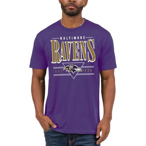Baltimore Ravens NFL Established Retro - Adult Short Sleeve Fan T-Shirt for Men & Women