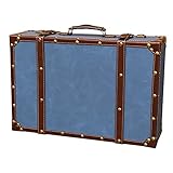 FOMIYES Maleta Vintage Maletas Decorativas de Madera Retro de Cuero PU Maleta de Almacenamiento Maletero Pecho Caja Antigua para Equipaje de Viaje