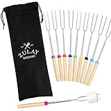 Zulay (10 Pack) Long 32 inch Marshmallow Roasting Sticks Extendable Design - Stainless Steel Smores...