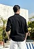 Enlision Mens Black Linen Shirts Long Sleeve Shirts Casual Cotton Henley Shirts Button Down Summer Beach Shirt Banded Collar Holiday with Pocket 4XL #2