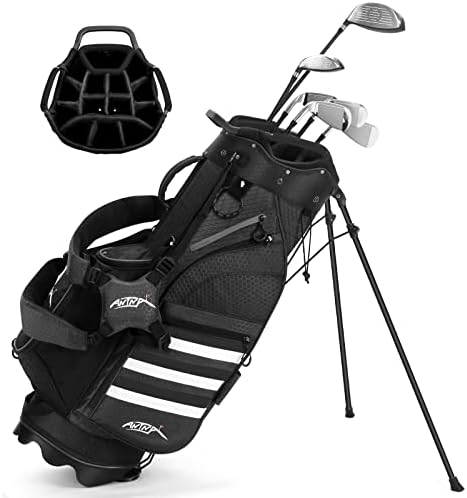 Golf Stand Bag 14 Way Top Dividers, Lightweight Golf Bag with 8 Pockets, Cooler Pouch, Dust Cover, Golf Bag for Men & Women, Dual Shoulder Straps Black