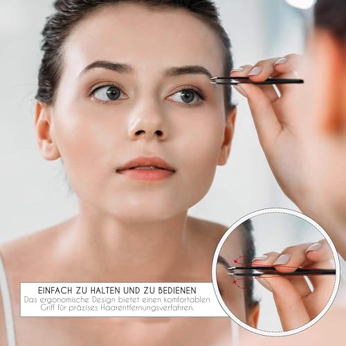 Candure Profi Schräg Pinzette für Herren & Damen – Präzisions Edelstahl Pinzetten zum Augenbrauen, Gesichts und Kinnhaare Zupfen… – Ansicht 5