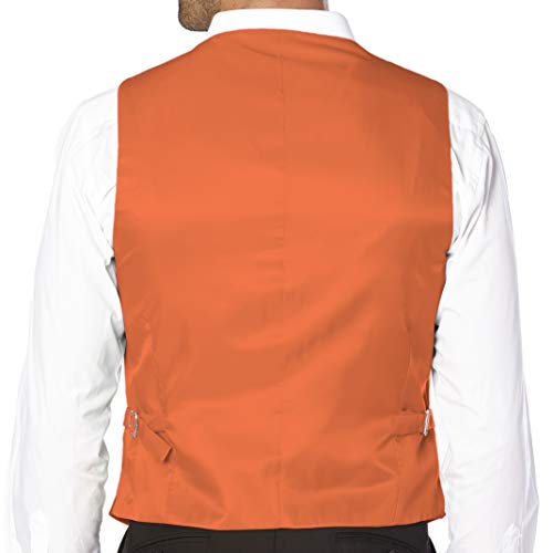 Brand Men's Dress Vest Formal Waistcoat for Suit Solid ORANGE Color2