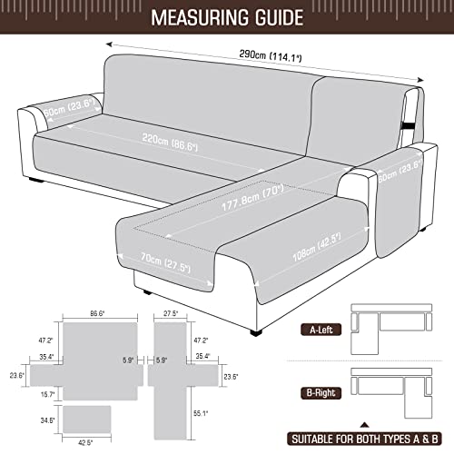 Image of TAOCOCO Waterproof Sectional Couch Covers L Shaped Sofa Covers Chaise Lounge Cover 3pcs Reversible Sofa Covers for Sectional Sofa Pet Kids Furniture Protector with Elastic Straps(X-Large, Chocolate)