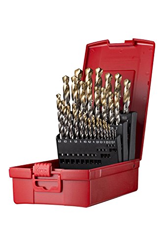Image of Dormer A095206 HSS High Speed Steel Jobber Drill Bit Set with 118 Degree Tin Tipped Split Point, Set of 29