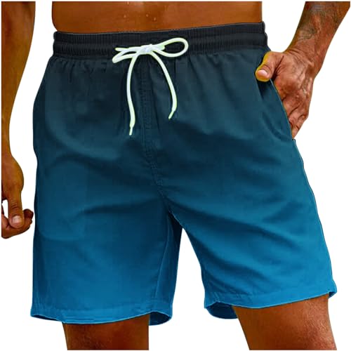 Generic Mens Swim Trunk Summer Beach Shorts Drawstring Elastic Waist Shorts Gradient Shorts Lightweight Quick Dry Shorts