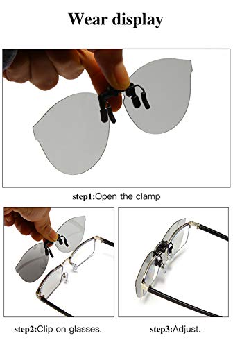 YAMEIZE Polarized 3 Pairs Clip-on Sunglasses - Anti-Glare UV400 Protection Flip Up Rimless Lens Driving Outdoor for Men Women4