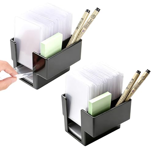 2Pcs Black TCG Toploader & Penny Sleeve Station, Dual Dispenser Each Holds 400 Penny Sleeves & 100 Top Loaders for Card Storage, Trading Card Holder with Exclusive Storage, All-in-One Storage.