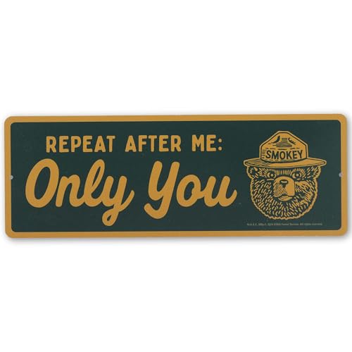 Image of Smokey Bear Repeat After Me Only You Wood Wall Decor - Vintage Smokey Bear Sign for Man Cave, Cabin or Garage