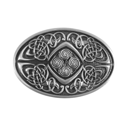 Hoite Hebilla de cinturón con nudo celta, cierre ovalado de metal vintage para hombre, para hombre y mujer, hebilla de repuesto estilo vaquero celta estilo western.