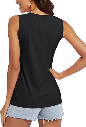 Image of SHAPERX Women's Mock Turtle Neck Tank Tops Slim Fit Ribbed Knit Sleeveless Padded Tops Casual Cami Vest Shirts Pack of 1 Pcs