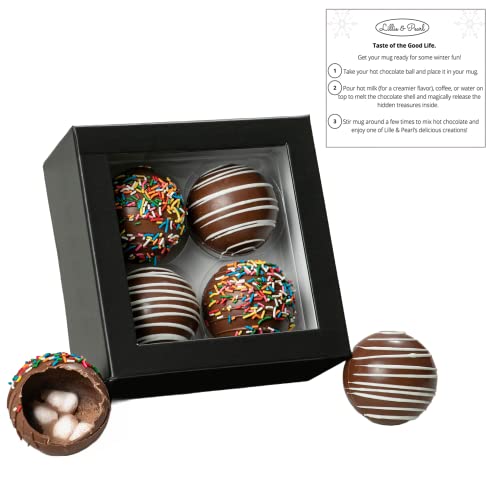 Lillie & Pearl Valentines Day Hot Chocolate Bombs Gift Set Of 4 Chocolate Hot Cocoa Bombs With Marshmallows, Belgian Gourmet Hot Chocolate Bombs, Valentines Day Gifts For Her, Hot Chocolate Gift #TOP28