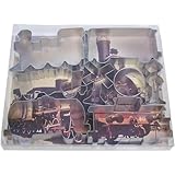 R & M International Best Selling Set of Train Themed Cookie Cutters - Includes Engine, Caboose, 3 Rail Cars and 3 Assorted Signs - 4.5
