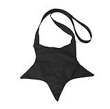 Bolsa tiracolo estilosa com estampa de estrelas, bolsa de ombro de lona amarela para passeios, Preto, Medium, Mochila casual