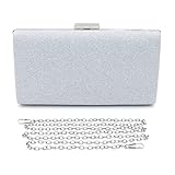 Colours & Beauty Elegante Silberne Handtasche Damen | Umhängetasche Mädchen | Elegante Clutch | Festliche Zerimonie kleine Tasche Damen | Unterarmtasche | Abendtasche Damen | Kettentasche Hochzeit