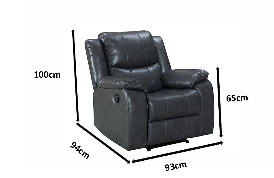 Image of Abode Homez Leatherette Fabric Manual Recliner | 1 Seater Sofa | Single Sofa Recliner | 1 Seater Chair Sofa | 1 Year Warranty (Finish Color - Grey)