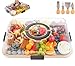 ERNAN K&auml;sebrett mit Deckel f&uuml;r Partys Reisen, Servierplatte mit F&auml;chern Griff f&uuml;r Snacks Fleisch Dessert, K&auml;sebrett aus mit Messer Set, Charcuterie Board Platte K&auml;seplatte (6 Compartments C)