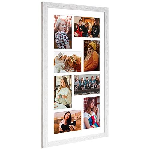 Ksroecud 11.8X21.8 Collage Frame With 8 Openings 4X6 Pictures, Multiple Picture Frame With Mat, Wall Or Tabletop Decor, White Wood Grain,2 Pack #TOP2