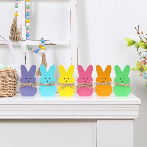 Easter-Decorations-6PCS-Wooden-Peeps-Bunny-Sign-Easter-Bunny-Decor-for-Spring-Home-Shelf-Mantel-Fireplace-Table-Windowsill-Party-Decor Easter Decorations 6PCS Wooden Peeps Bunny Sign Easter Bunny Decor for Spring Home Shelf Mantel Fireplace Table Windowsill Party Decor