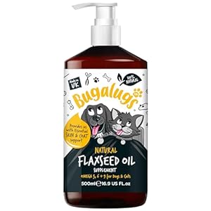 BUGALUGS Flaxseed Oil For Dogs Skin & Dog Supplements. Higher Omega 3 For Dogs 6 & 9 Than Salmon Oil For Dogs Uk Cold Pressed Dog Food Toppers Health Supplies For Dogs & Cat. Joint & Digestive