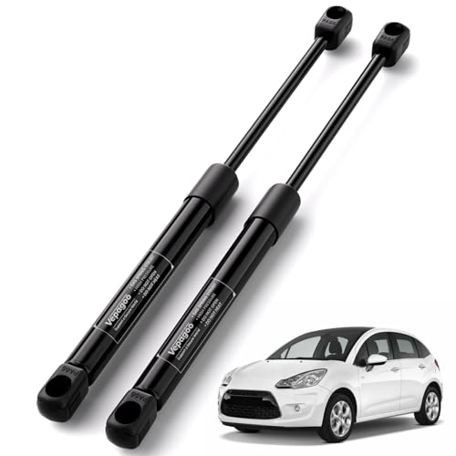 Vepagoo Amortiguador Maletero Compatible con Citroen C3 2002-2012 y Nissan Micra 2017-2022 Resorte de gas Puerta Trasera de Coche # 9639853880 Negro 2x