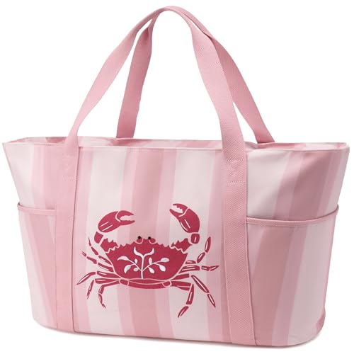 Suweir Strandtasche XXL Familie Badetasche Groß mit Reißverschluss Canvas Beach Bag...