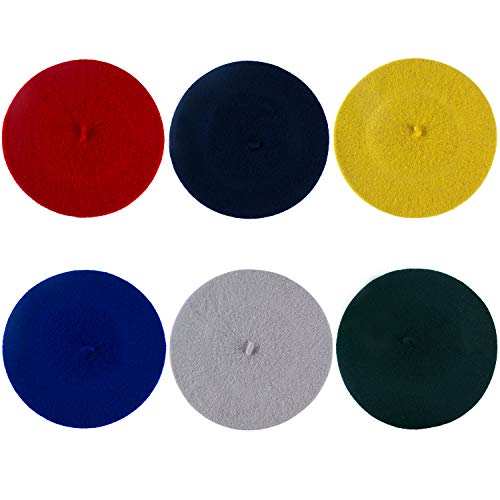 CoverYourHair Berets for Adults - French Beret - Artist Hat - 6 Pack (Colorful - 6 Pack)