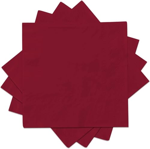 Servilletas de cóctel color granate, 3 capas, 80 unidades, servilletas de papel desechables para cóctel, servilletas de cena para cumpleaños,