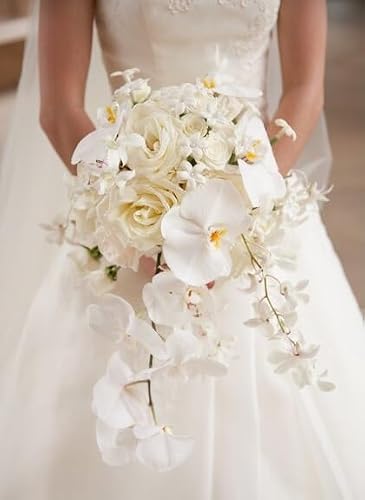 OASIS Wedding Belle Bouquet Holder - White - Grande with Straight Handle - Ideal Size for The Bride - Made in The USA - Do NOT use with Artificial Flowers