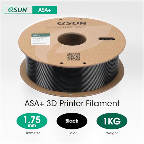 eSUN ASA+ Filament 1.75mm, Wetterfestes 3D Drucker Filament für Funktionsbauteile im Außenbereich, 1KG Spule 3D Druck Filament für 3D Drucker, Schwarz