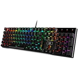 Redragon K556 Wired RGB Mechanical Gaming Keyboard, 104-Key Aluminum Board | Rock-Solid Metal Build, 20 Backlits Immersive ESports Vibe, Hot-swap Comfortable Tactile Brown Switch for Long-Time Typing