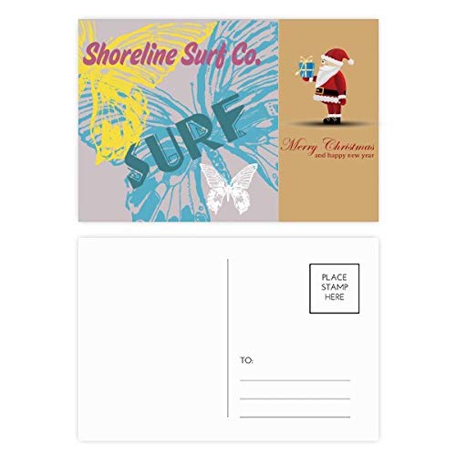 Cartes postales de surf et papillons du Père Noël pour vos vœux d'été et d'hiver
