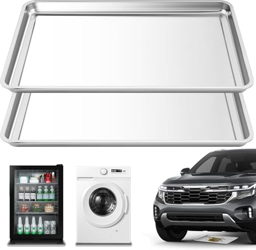 Teodute 2Pcs Stainless Steel Oil Drip Pan for Under Car, 24 