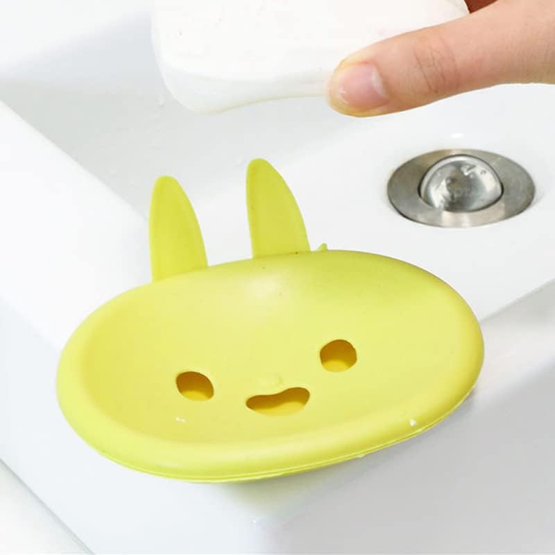 Caja de jabón en forma de conejo Jabonera antideslizante Suministros de baño Soporte de jabón de dibujos animados Caja de almacenamiento de forma de