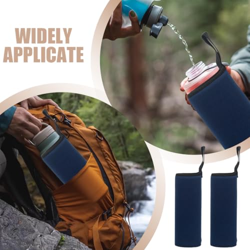 2 Stück Isolierte Flaschentaschen, Thermohüllen für Wasserflaschen, ideal für Outdoor-Sport, Camping, Marineblau