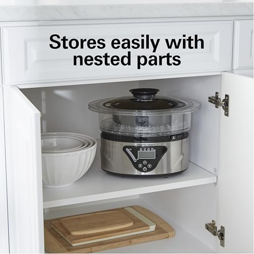 image for Hamilton Beach Digital Electric Food Steamer & Rice Cooker for Quick, 