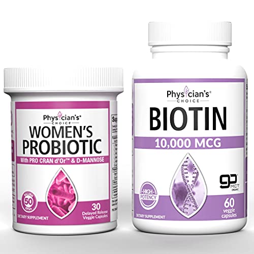Physician's Choice Prebiotics & Probiotics For Women + Biotin 10000Mcg With Coconut Oil For Hair Growth #TOP25