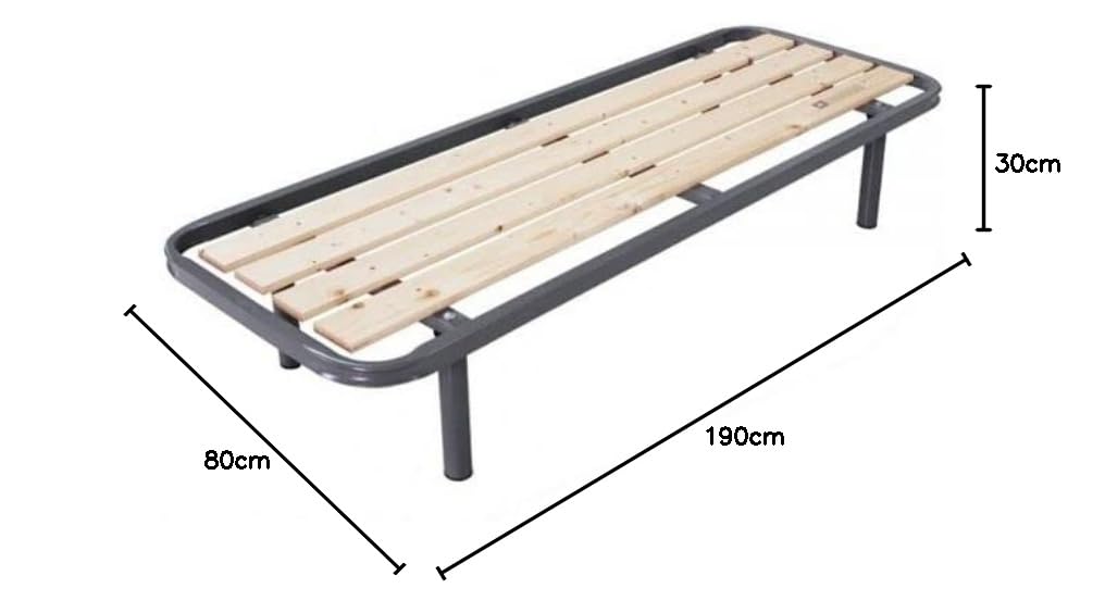 Reti D'Amora Rete singola in ferro ortopedica a doghe verticali misure 80 x 190 cm, doghe in legno massello, per materasso una piazza VARIE MISURE (80x195)