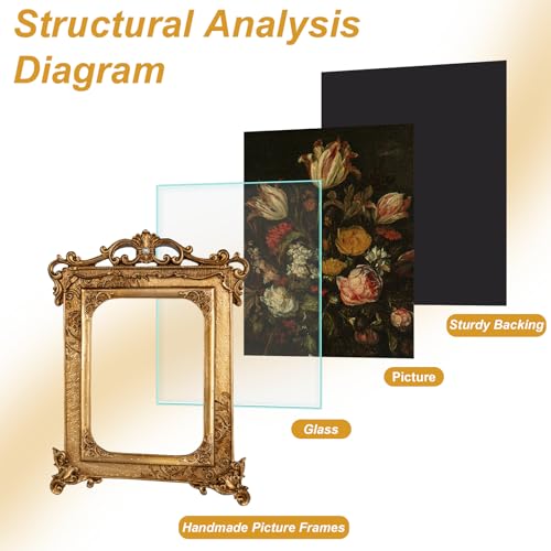 Image of 5x7 Victorian Gold Picture Frame, Baroque Vintage Ornate Design, Glass Front, Tabletop & Wall Display, Vertical Orientation