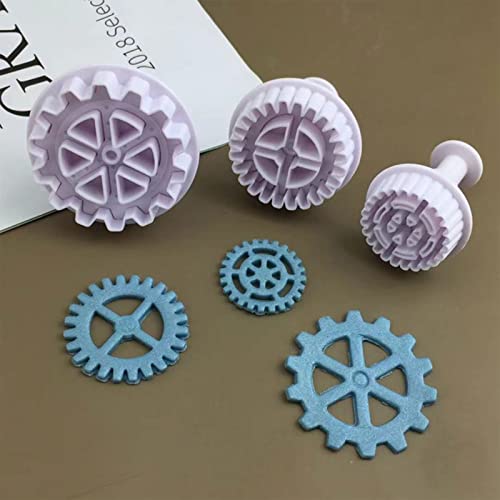 Set 3 moldes cortadores con forma de engranaje miniatura 3