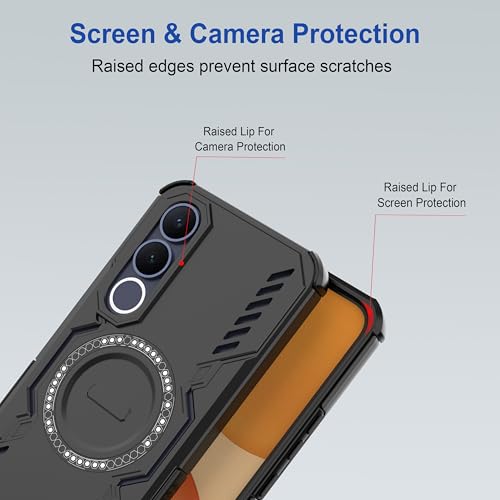 Image of Zapcase Back Case Cover for Vivo V70 FE | Magnetic Case with Built-in Metal Ring | Supports MagSafe Charger, Wallet & Car Mount | Shockproof Hybrid PC + TPU | Black