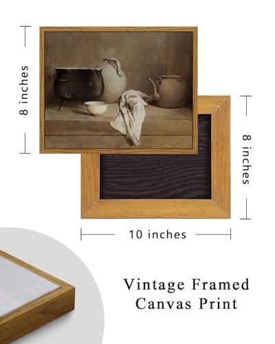 Image of ARPEOTCY Vintage Still Life Framed Canvas Wall Art, 8x10inch, Farmhouse Kitchen Wall Decor, Art Prints Home Decor Aesthetic, Oil Paintings for Dining Room, Living Room Bedroom Office Decoration