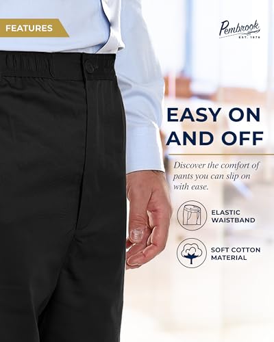 Pembrook Mens Elastic Waist Pants for Seniors with Zipper and Button - Relax Fit Elastic Waist Jeans for Men2