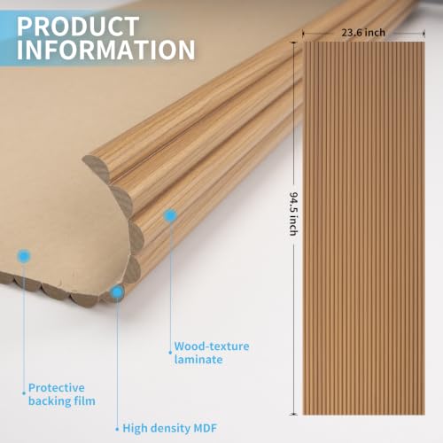 Image of Art3d Roll-Flat Beaded Wood Slat Wall Panel, 2-Pack, 94.5 x 23.6 in, Teak