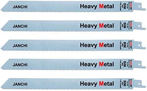 Janchi Heavy Duty 12-Inch 14TPI M42 Bi-Metal +8% Cobalt Reciprocating Saw Blades for Thick Metal, Solid Pipes, Profiles - 5-Pack