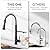 CREA Kitchen Faucets with Water Filter Faucet Buil-in,3 Way Drinking Water Faucet for Kitchen Sink,Black Kitchen Faucet with Pull Down Sprayer,Rotatable Spring Gooseneck Stainless Steel Single Handle