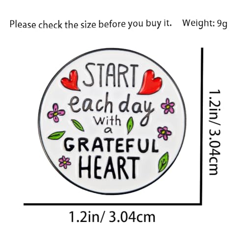 Image of Enamel Pin,Start Each Day With A Grateful Heart Lapel Pin,Inspirational Button Badge,Gift For Teen Student Worker Friends Family Teacher,DIY Decor,Denim Jacket Canvas Bag Backpack Accessory