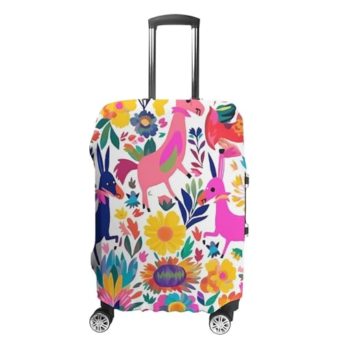 Mexican Otomi Animals Luggage Cover, Washable Elastic Suitcase Cover Protector Fit 18-32 Inch Luggage